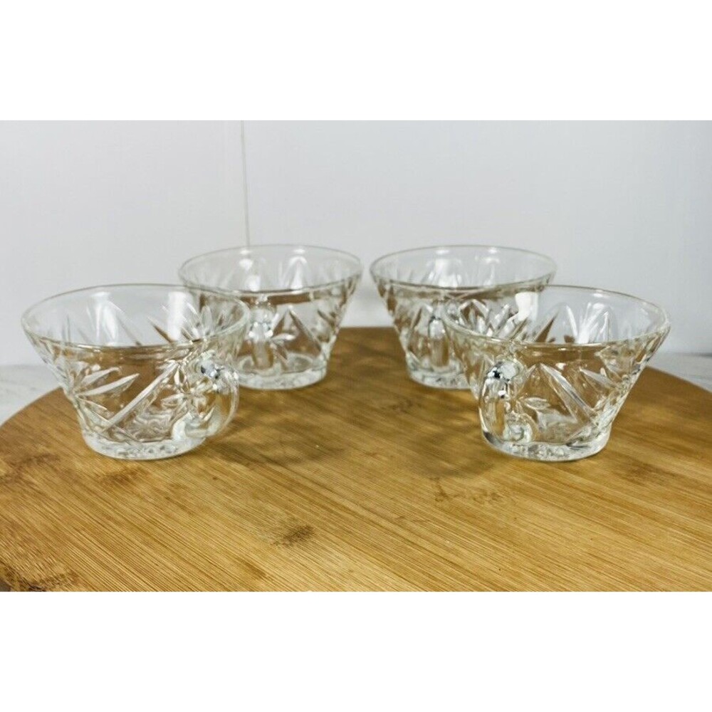 Anchor Hocking Oatmeal Clear Glass Tea Punch Cup w/ Handle Set of 4